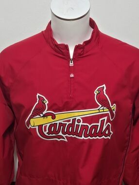 Majestic Authentic Collection St Louis Cardinals Pullover Windbreaker Jacket, XL